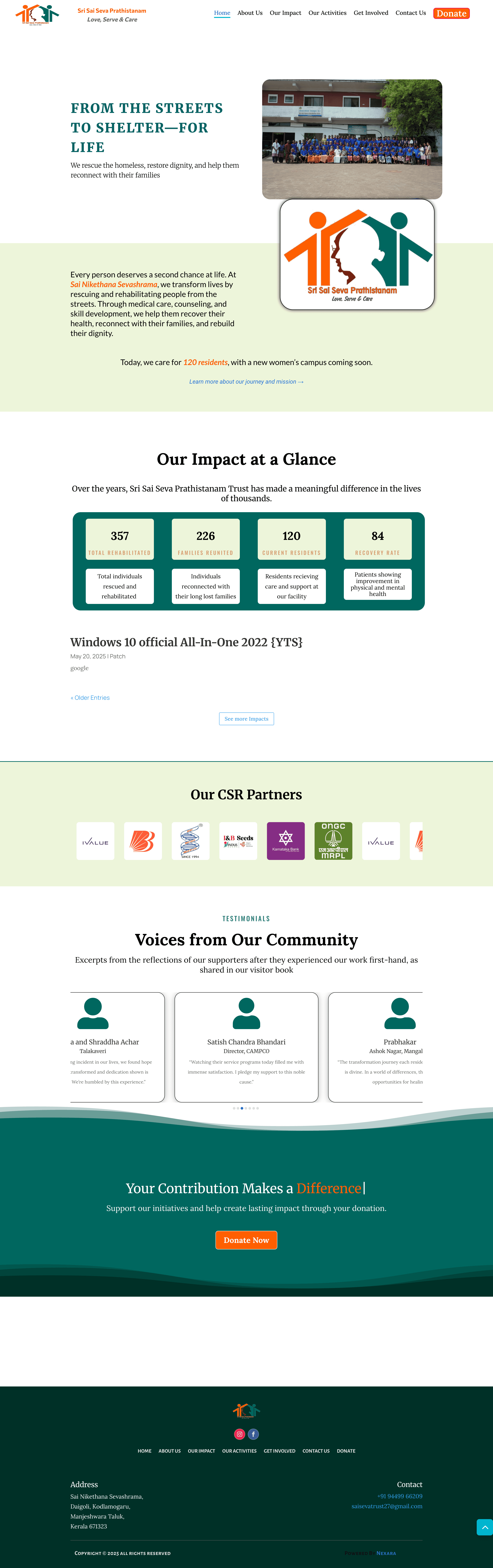 Sri Sai Nikethana website screenshot